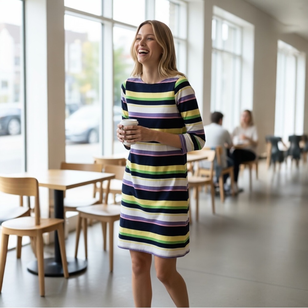 IMNYC Isaac Mizrahi Striped Long Sleeve Dress